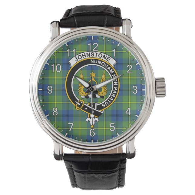 Classic Timeless Clan Johnston Ancient Tartan Badg Watch (Front)