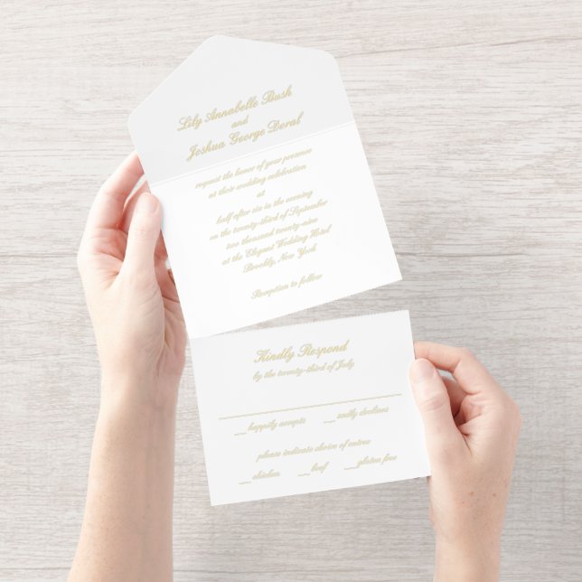 Classic Timeless Wedding All In One Invitation (Tearaway)