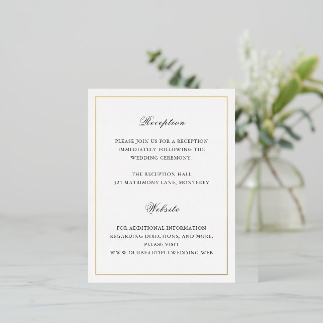 Classic Timeless Wedding Foil Enclosure Card (Standing Front)