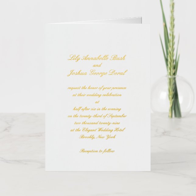 Classic Timeless Wedding Foil Invitation (Front)