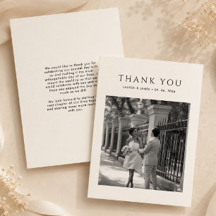 Classic Timeless Wedding Photo Thank You Card