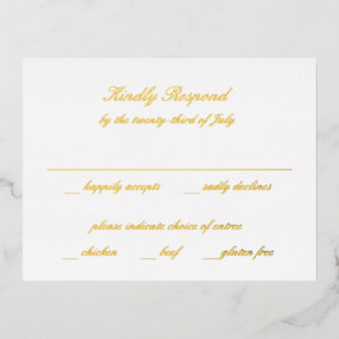 Classic Timeless Wedding RSVP Foil Invitation Postcard