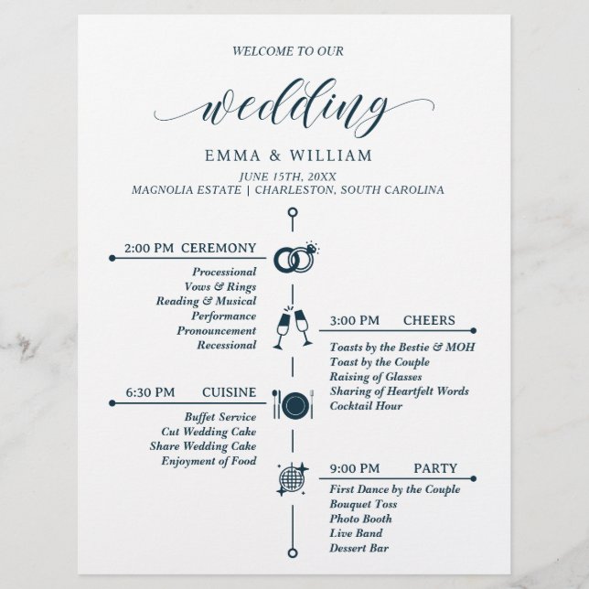 Classic Timeline Wedding Program (Front)