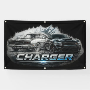Classic to Modern Charger Muscle Car Evolution Banner