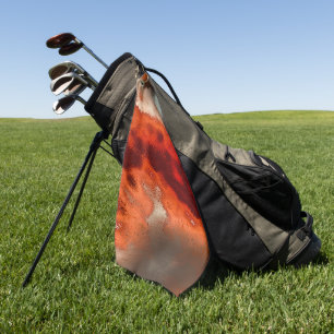 Classic to stained in shades of intense red&coral golf towel