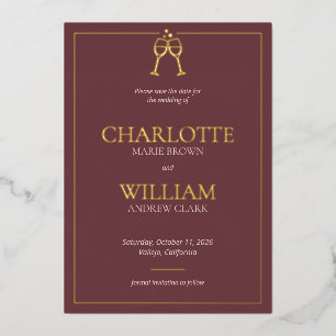 Classic toast glasses wedding save the date