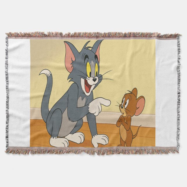 Classic Tom and Jerry Showdown Throw Blanket (Front)