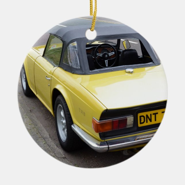 Classic TR6 Triumph Sportscar Ceramic Tree Decoration (Front)
