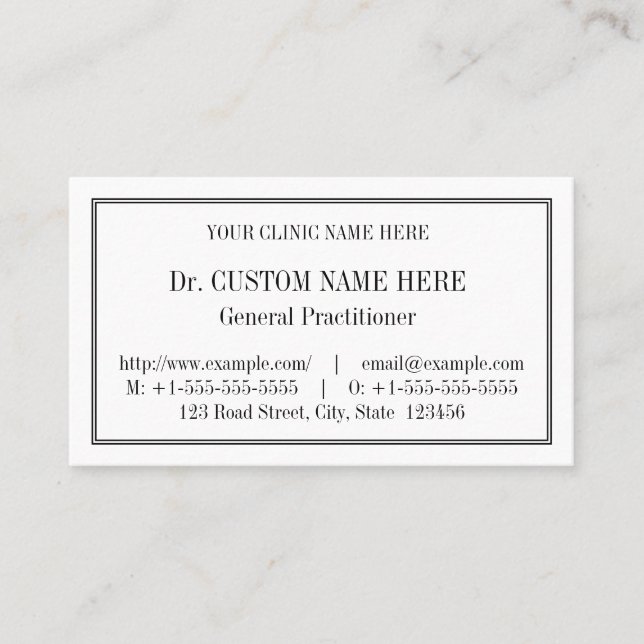 Classic, Traditional Business Card (Front)