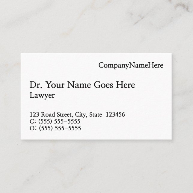 Classic, Traditional Business Card (Front)