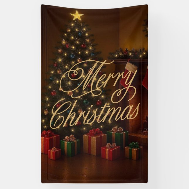Classic, traditional Merry Christmas  Banner (Vertical)