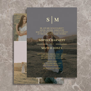 Classic Traditional Monogram Brown 5 Photo Wedding