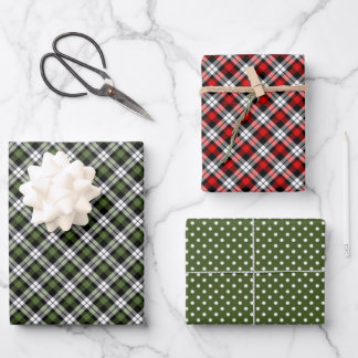 Classic Traditional Red Green Black White Gingham Wrapping Paper Sheet