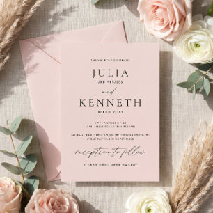 Classic Traditional Soft Pink Wedding Invitation