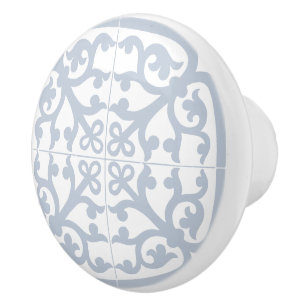 Classic Traditional Stylish Abstract Blue & White Ceramic Knob