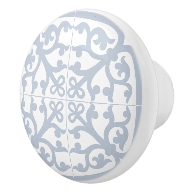 Classic Traditional Stylish Abstract Blue & White Ceramic Knob (Right)
