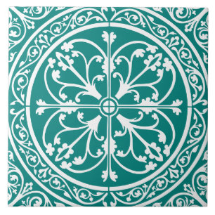 Classic Traditional Stylish Elegant Abstract Teal Tile