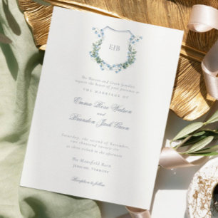 Classic Traditional Vintage Crest Wedding Invitation