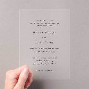 Classic Traditional Wedding Acrylic Invitations