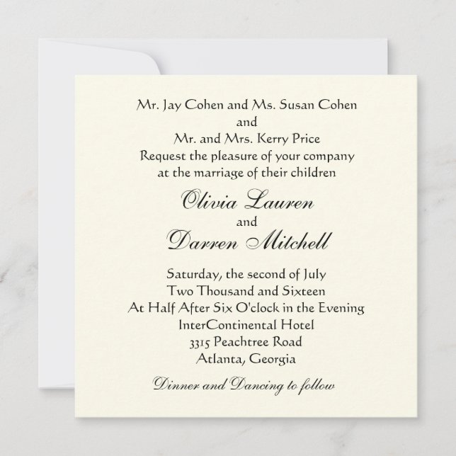 Classic Traditional Wedding Invitation (Front)