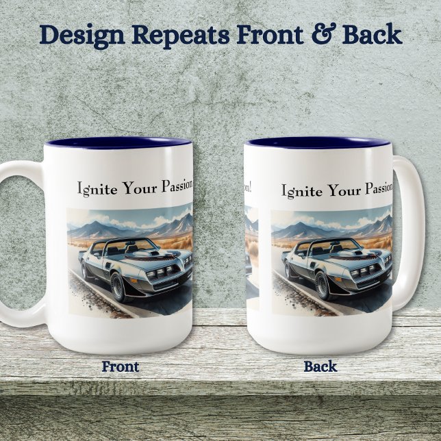 Classic Trans Am Style in Silver Two-Tone Coffee Mug (Personalize to add names/dates. Customize to change text, color, style or remove text.)