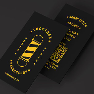 Classic Travel Barber Yellow Black Barbershop Business Card