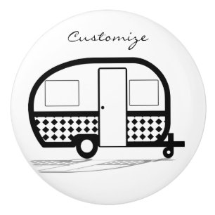 Classic Travel Trailer Caravan Thunder_Cove Ceramic Knob