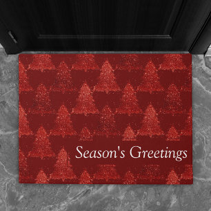 Classic Tree Pattern   Rich Crimson Red Custom Doormat
