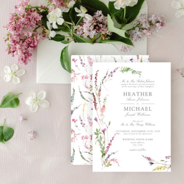 Classic Trendy Elegant Wildflower Floral Wedding Invitation (Creator Uploaded)