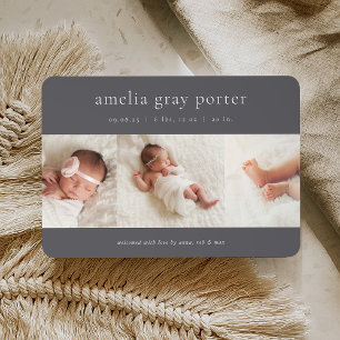 Classic Trio   Photo Collage Birth Announcement