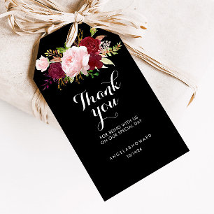 Classic Tropical Black and Burgundy Thank You Gift Tags