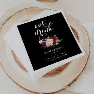 Classic Tropical Eat Drink We're Married Wedding  Napkin