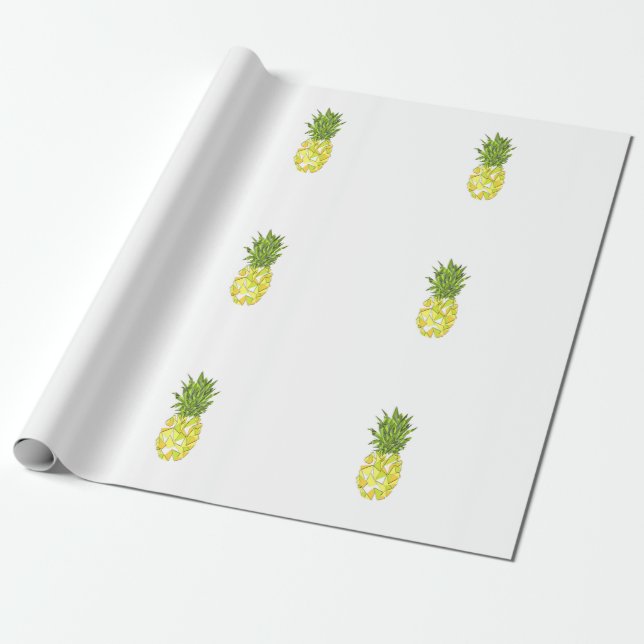 Classic Tropical Geometric Triangles Pineapple Wrapping Paper (Unrolled)
