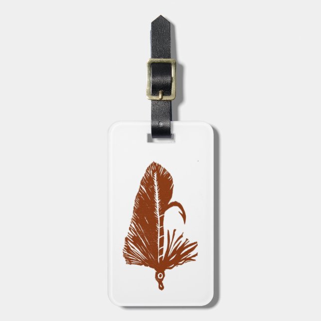 Classic Trout Fly Brown Matuka Luggage Tag (Front Vertical)
