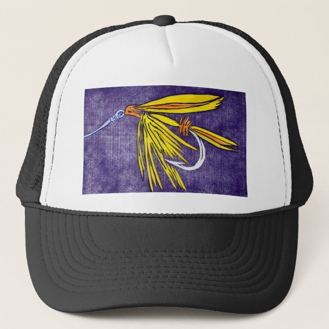 Classic Trout Fly Hat "Wet Fly Yellow and Orange" (Front)