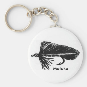 Classic Trout Fly Keychain "Black Matuka"