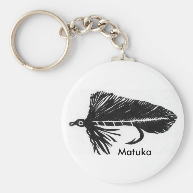 Classic Trout Fly Keychain "Black Matuka" (Front)