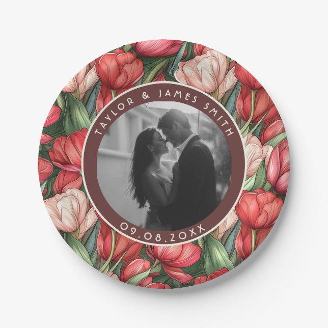 Classic Tulip Paper Plates For Wedding Guest Favou (Front)