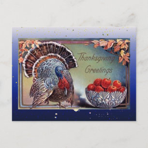 Classic Turkey and Bowl of Apples Holiday Postcard