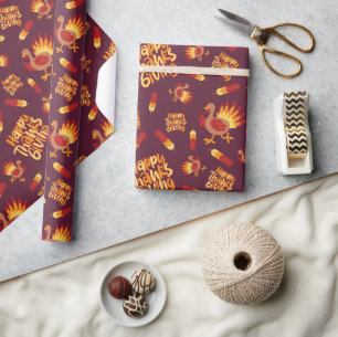 Classic Turkeys Happy Thanksgiving Autumn Seamless Wrapping Paper