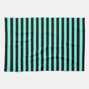 Classic Turquoise and Black Stripe Pattern Tea Towel