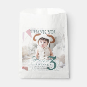 Classic turquoise thank you birthday party photo favour bags