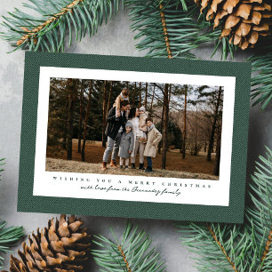 Classic tweed frame dark green photo Christmas Holiday Card