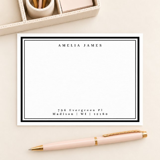 Classic Two Border Name Address Flat Card (Creator Uploaded)
