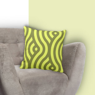 Classic Two-Tone Yellow Striped Wavy Pattern Cushion