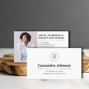 Classic Type Faux Gold Line Law Legal Lawyer Photo Business Card