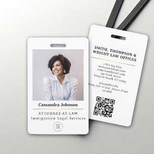 Classic Type Faux Gold Line Law Legal Lawyer Photo ID Badge