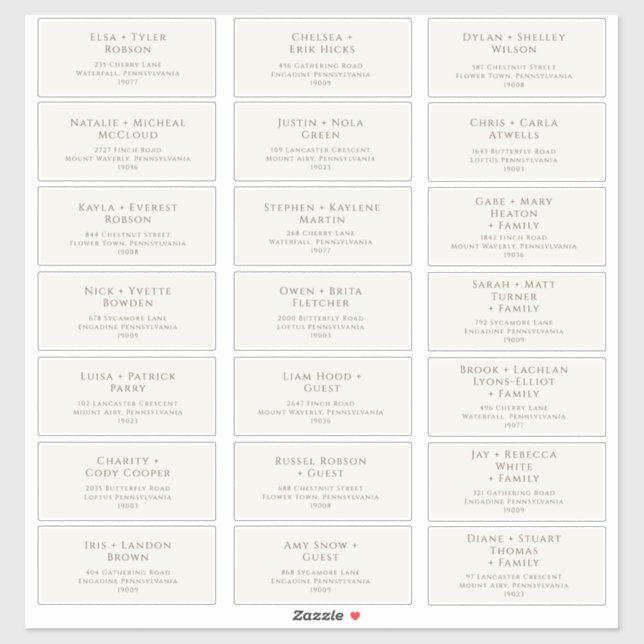 Classic Typography | Beige Guest Address Labels (Sheet)