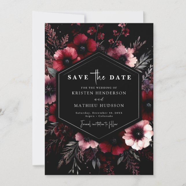 Classic Typography Burgundy Wedding Save The Date (Front)