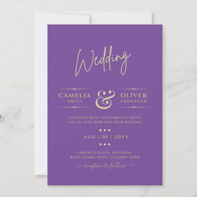 Classic Typography Colorways Wedding Invitation (Front)